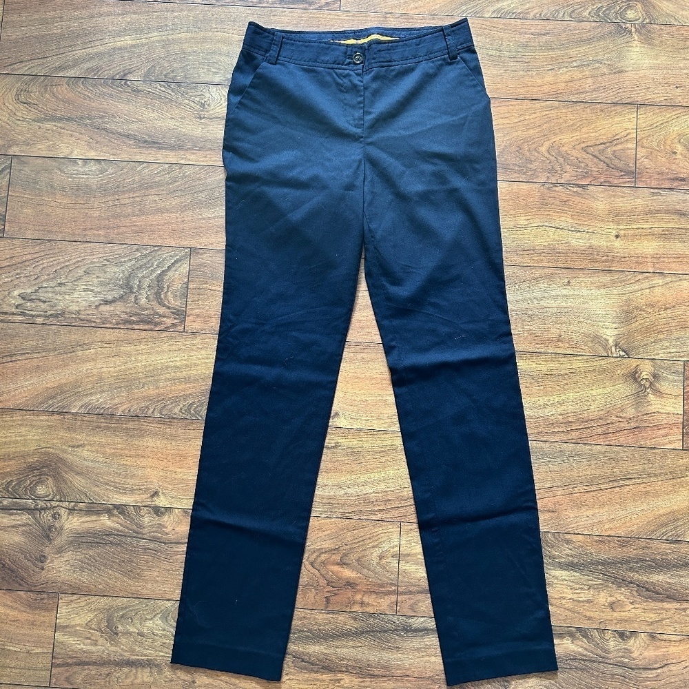 Tory Burch Navy Blue Flat Front Wool Ankle Pants - Picture 2 of 9